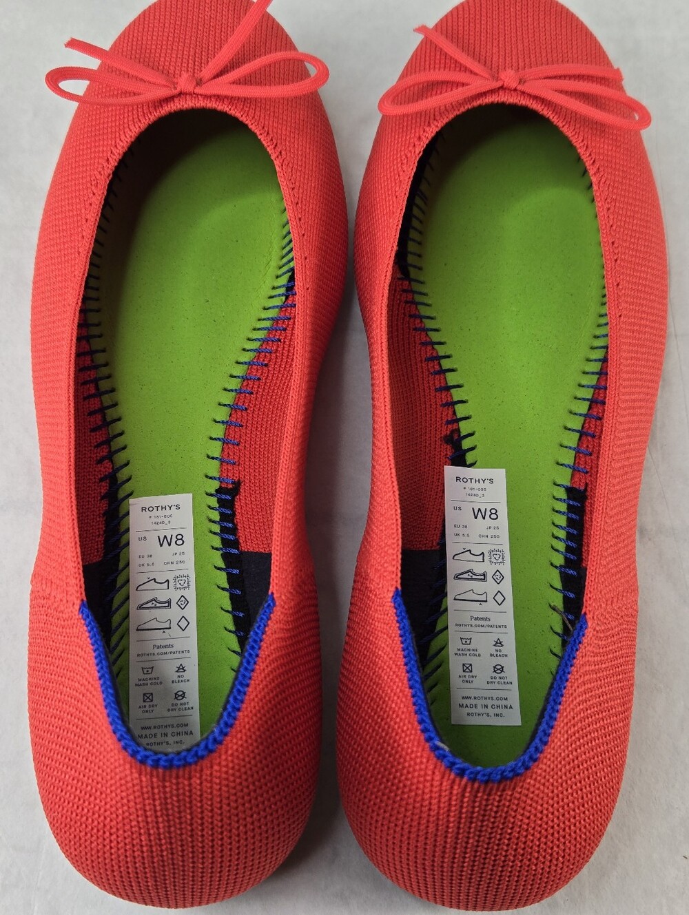 Rothy's The Ballet Flat Bow Accent Round Toe Glamour Red Women's Size 8 - Picture 11 of 14